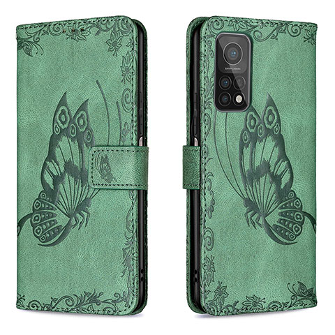 Custodia Portafoglio In Pelle Farfalla Cover con Supporto B02F per Xiaomi Redmi K30S 5G Verde