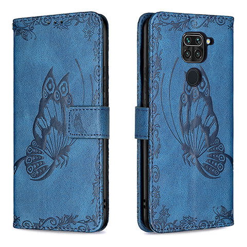 Custodia Portafoglio In Pelle Farfalla Cover con Supporto B02F per Xiaomi Redmi Note 9 Blu