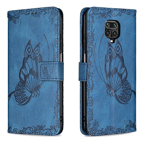 Custodia Portafoglio In Pelle Farfalla Cover con Supporto B02F per Xiaomi Redmi Note 9 Pro Blu