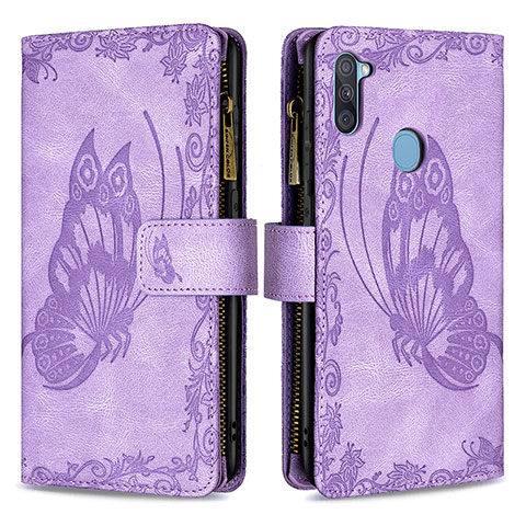 Custodia Portafoglio In Pelle Farfalla Cover con Supporto B03F per Samsung Galaxy A11 Lavanda