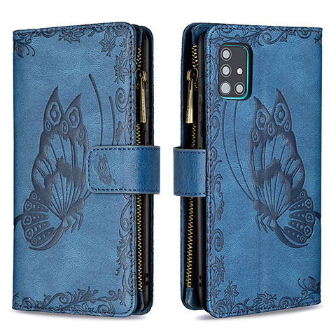 Custodia Portafoglio In Pelle Farfalla Cover con Supporto B03F per Samsung Galaxy A51 4G Blu