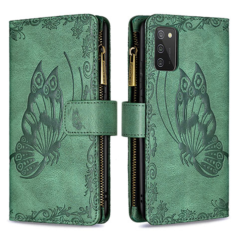 Custodia Portafoglio In Pelle Farfalla Cover con Supporto B03F per Samsung Galaxy F02S SM-E025F Verde