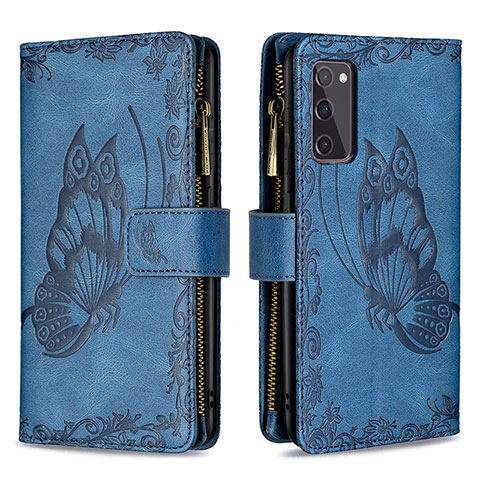 Custodia Portafoglio In Pelle Farfalla Cover con Supporto B03F per Samsung Galaxy S20 FE (2022) 5G Blu