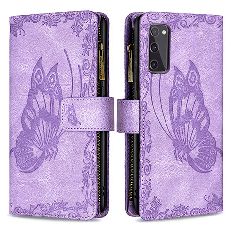 Custodia Portafoglio In Pelle Farfalla Cover con Supporto B03F per Samsung Galaxy S20 FE (2022) 5G Lavanda