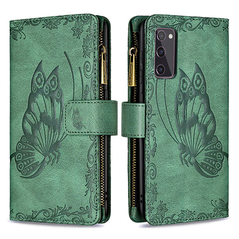 Custodia Portafoglio In Pelle Farfalla Cover con Supporto B03F per Samsung Galaxy S20 FE (2022) 5G Verde