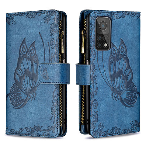 Custodia Portafoglio In Pelle Farfalla Cover con Supporto B03F per Xiaomi Mi 10T Pro 5G Blu