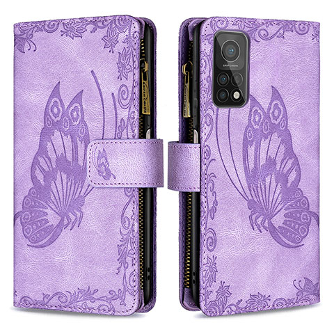 Custodia Portafoglio In Pelle Farfalla Cover con Supporto B03F per Xiaomi Mi 10T Pro 5G Lavanda