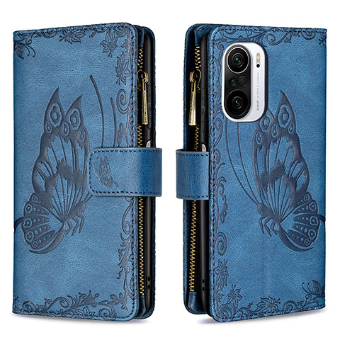 Custodia Portafoglio In Pelle Farfalla Cover con Supporto B03F per Xiaomi Mi 11i 5G Blu