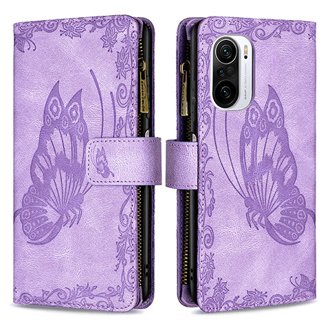 Custodia Portafoglio In Pelle Farfalla Cover con Supporto B03F per Xiaomi Mi 11i 5G Lavanda