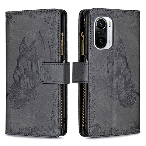 Custodia Portafoglio In Pelle Farfalla Cover con Supporto B03F per Xiaomi Redmi K40 Pro 5G Nero