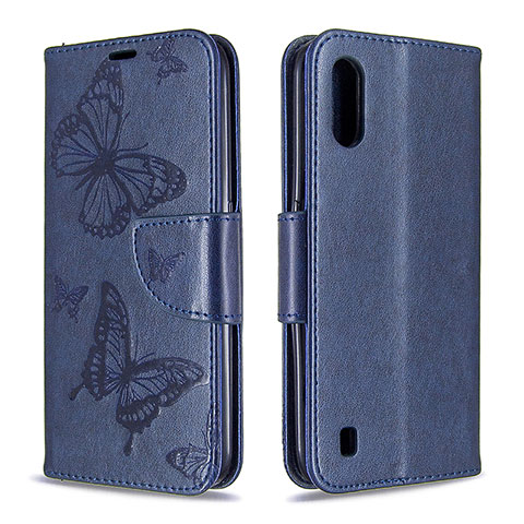 Custodia Portafoglio In Pelle Farfalla Cover con Supporto B13F per Samsung Galaxy A01 SM-A015 Blu