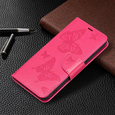 Custodia Portafoglio In Pelle Farfalla Cover con Supporto B13F per Samsung Galaxy S21 5G Rosa Caldo