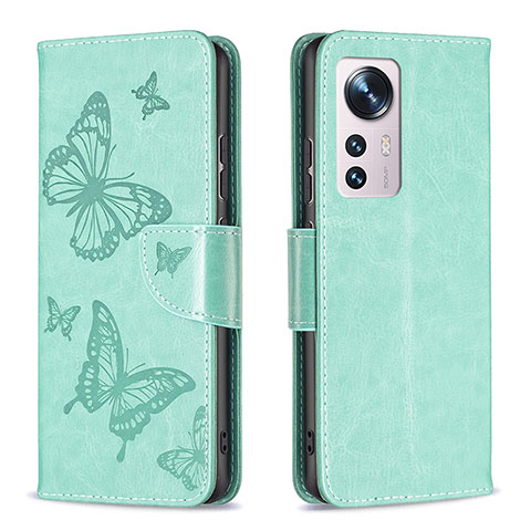 Custodia Portafoglio In Pelle Farfalla Cover con Supporto B13F per Xiaomi Mi 12S 5G Verde