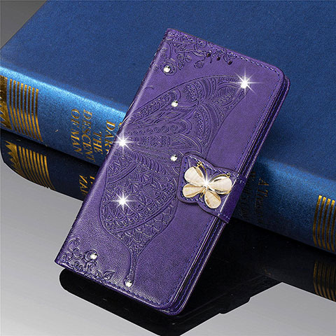 Custodia Portafoglio In Pelle Farfalla Cover con Supporto L01 per Xiaomi Mi 11 5G Viola