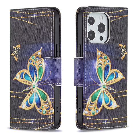 Custodia Portafoglio In Pelle Farfalla Cover con Supporto L07 per Apple iPhone 14 Pro Multicolore