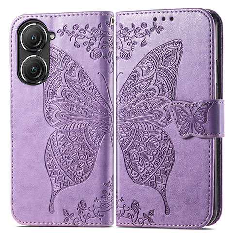 Custodia Portafoglio In Pelle Farfalla Cover con Supporto per Asus Zenfone 9 Lavanda