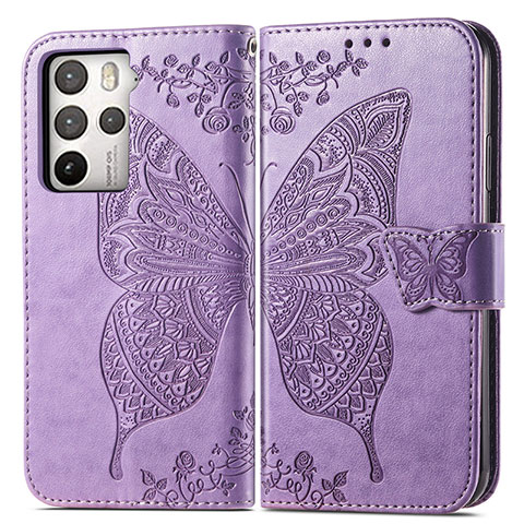 Custodia Portafoglio In Pelle Farfalla Cover con Supporto per HTC U23 5G Lavanda