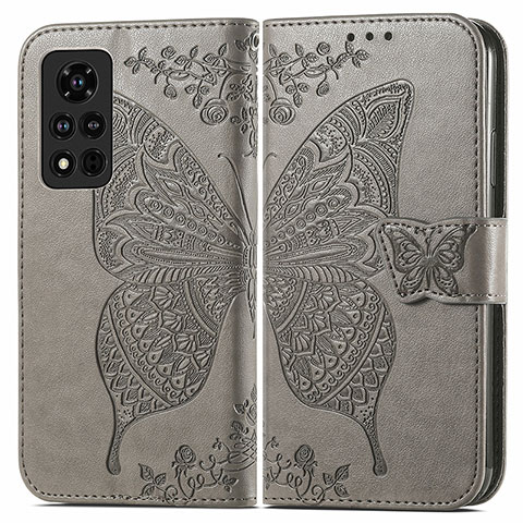 Custodia Portafoglio In Pelle Farfalla Cover con Supporto per Huawei Honor V40 5G Grigio