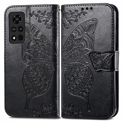 Custodia Portafoglio In Pelle Farfalla Cover con Supporto per Huawei Honor V40 5G Nero