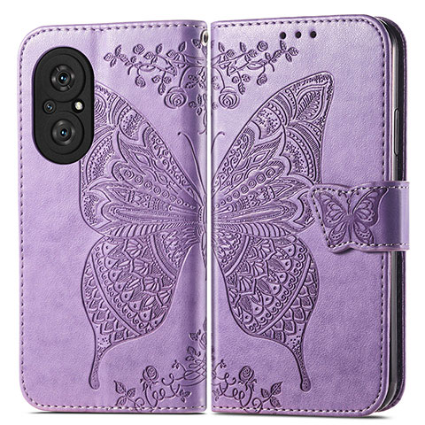 Custodia Portafoglio In Pelle Farfalla Cover con Supporto per Huawei Nova 9 SE Lavanda