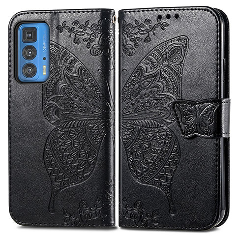 Custodia Portafoglio In Pelle Farfalla Cover con Supporto per Motorola Moto Edge 20 Pro 5G Nero