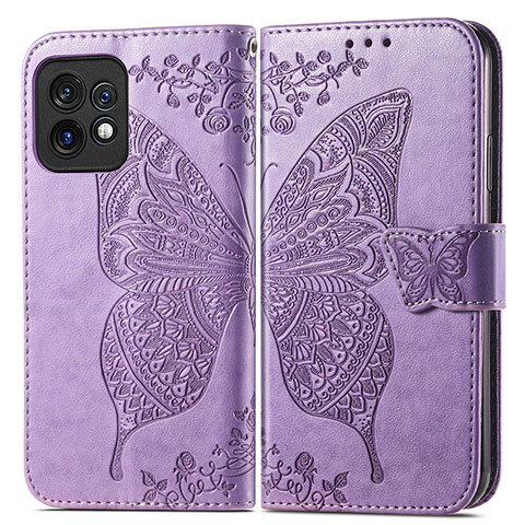 Custodia Portafoglio In Pelle Farfalla Cover con Supporto per Motorola Moto Edge Plus (2023) 5G Lavanda