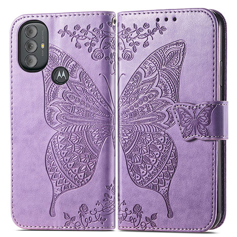 Custodia Portafoglio In Pelle Farfalla Cover con Supporto per Motorola Moto G Play (2023) Lavanda