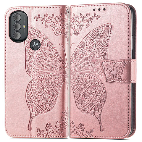 Custodia Portafoglio In Pelle Farfalla Cover con Supporto per Motorola Moto G Power (2022) Rosa