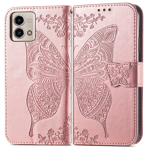 Custodia Portafoglio In Pelle Farfalla Cover con Supporto per Motorola Moto G Stylus (2023) 4G Oro Rosa