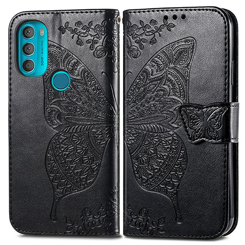 Custodia Portafoglio In Pelle Farfalla Cover con Supporto per Motorola Moto G71 5G Nero