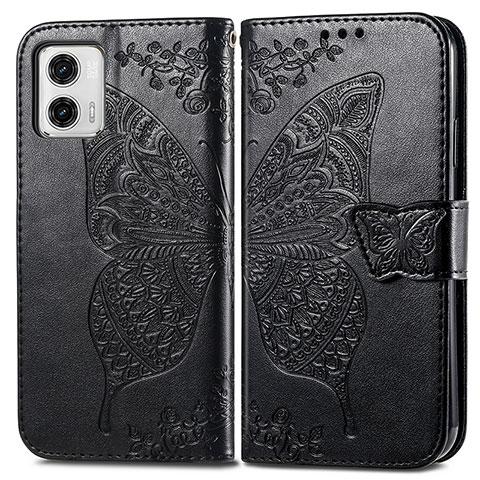 Custodia Portafoglio In Pelle Farfalla Cover con Supporto per Motorola Moto G73 5G Nero