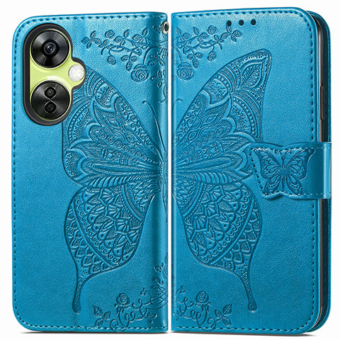 Custodia Portafoglio In Pelle Farfalla Cover con Supporto per OnePlus Nord N30 5G Blu