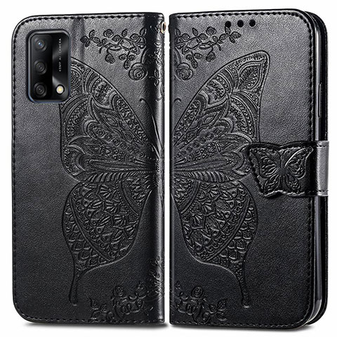 Custodia Portafoglio In Pelle Farfalla Cover con Supporto per Oppo A74 4G Nero