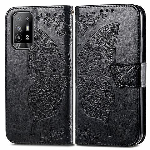 Custodia Portafoglio In Pelle Farfalla Cover con Supporto per Oppo A94 5G Nero