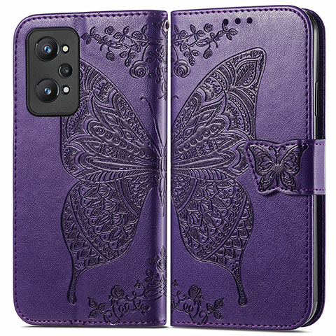 Custodia Portafoglio In Pelle Farfalla Cover con Supporto per Realme GT Neo 3T 5G Viola