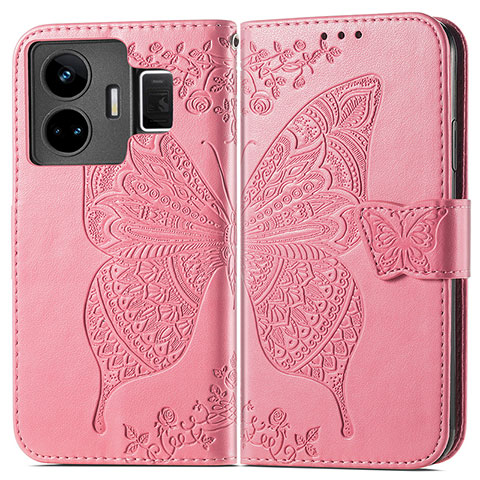 Custodia Portafoglio In Pelle Farfalla Cover con Supporto per Realme GT Neo5 240W 5G Rosa Caldo