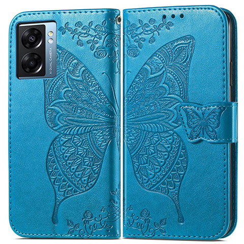 Custodia Portafoglio In Pelle Farfalla Cover con Supporto per Realme V23 5G Blu