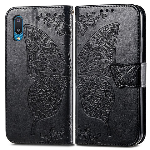 Custodia Portafoglio In Pelle Farfalla Cover con Supporto per Samsung Galaxy A02 Nero