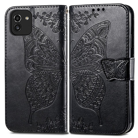 Custodia Portafoglio In Pelle Farfalla Cover con Supporto per Samsung Galaxy A03 Nero