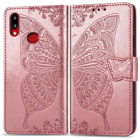 Custodia Portafoglio In Pelle Farfalla Cover con Supporto per Samsung Galaxy A10s Rosa