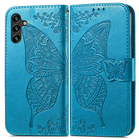 Custodia Portafoglio In Pelle Farfalla Cover con Supporto per Samsung Galaxy A13 5G Blu