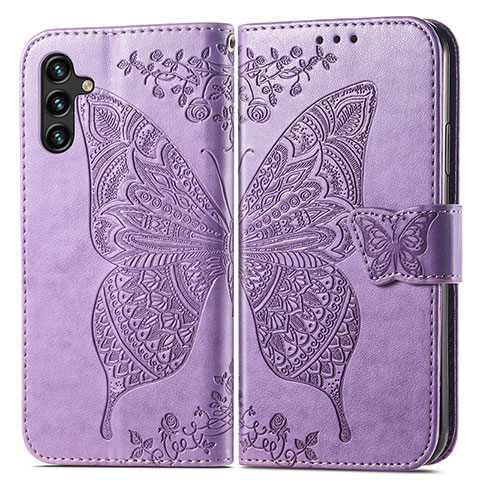 Custodia Portafoglio In Pelle Farfalla Cover con Supporto per Samsung Galaxy A13 5G Lavanda