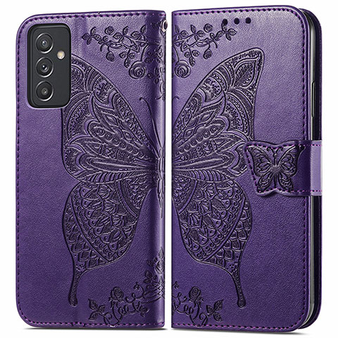 Custodia Portafoglio In Pelle Farfalla Cover con Supporto per Samsung Galaxy A15 4G Viola