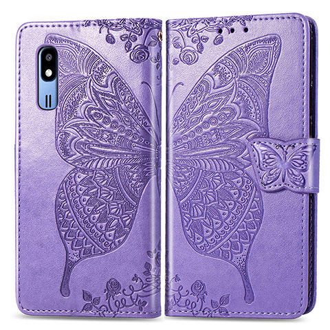 Custodia Portafoglio In Pelle Farfalla Cover con Supporto per Samsung Galaxy A2 Core A260F A260G Lavanda