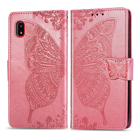 Custodia Portafoglio In Pelle Farfalla Cover con Supporto per Samsung Galaxy A20 SC-02M SCV46 Rosa Caldo