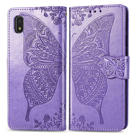 Custodia Portafoglio In Pelle Farfalla Cover con Supporto per Samsung Galaxy A21 SC-42A Lavanda