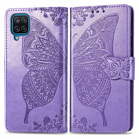 Custodia Portafoglio In Pelle Farfalla Cover con Supporto per Samsung Galaxy A22 4G Lavanda