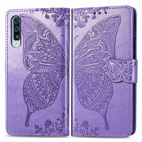 Custodia Portafoglio In Pelle Farfalla Cover con Supporto per Samsung Galaxy A30S Lavanda