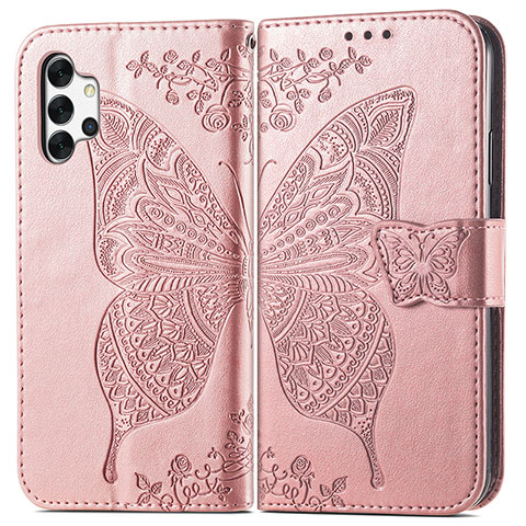 Custodia Portafoglio In Pelle Farfalla Cover con Supporto per Samsung Galaxy A32 4G Rosa