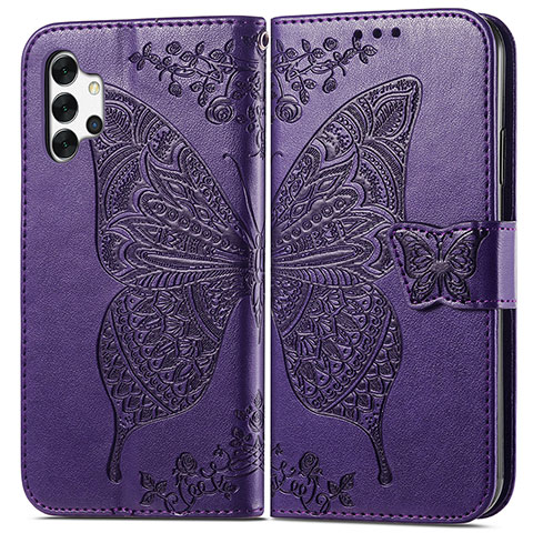 Custodia Portafoglio In Pelle Farfalla Cover con Supporto per Samsung Galaxy A32 4G Viola